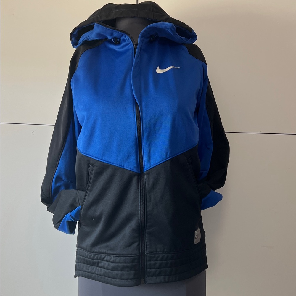 Nike Therma-Fit Hyper Elite Full Zip Black and Blue Hooded Athletic Jacket